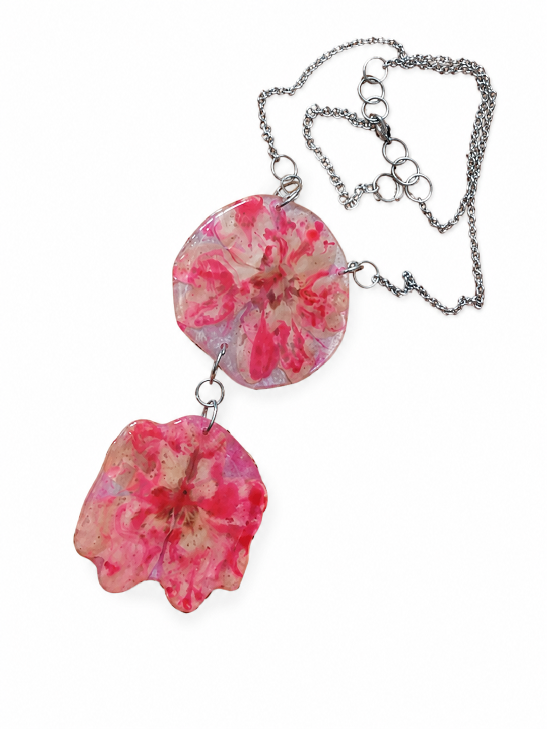 Colar Beijo Rosa em Resina Natural